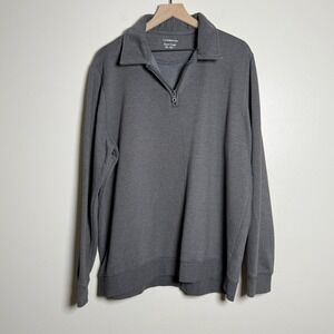 Croft & Barrow Mens Quarter Zip Sweater XL Gray Pullover Cotton Blend Basics
